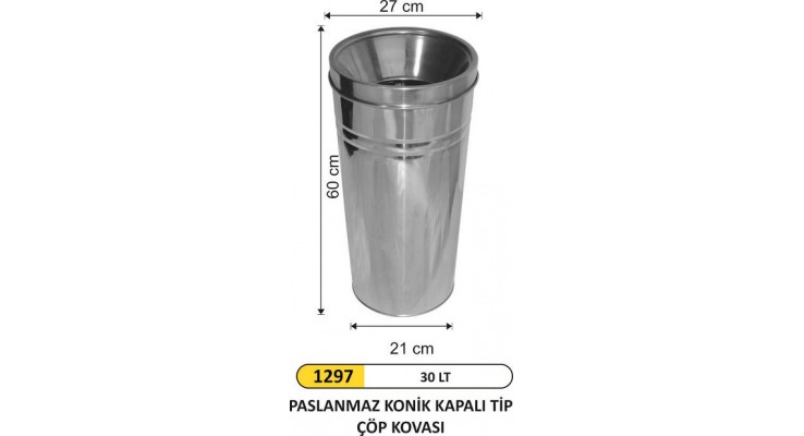 ÇÖP KOVASI PASLANMAZ KONİK 5 NO 1297