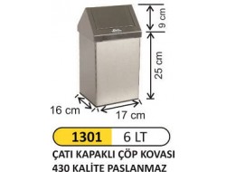 ÇATI KAPAKLI ÇÖP KOVASI 6 LT 430 KALİTE 1301