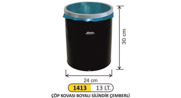  OFİS ÇÖP KOVASI BOYALI ÇEMBERLİ 13LT 1413