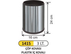 ÇÖP KOVASI PASLANMAZ AÇIK İÇ KOVALI 3LT 1415