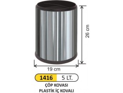  ÇÖP KOVASI PASLANMAZ AÇIK İÇ KOVALI 5LT 1416