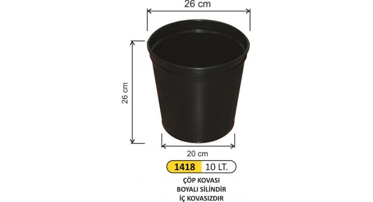 ÇÖP KOVASI SİLİNDİR 10 LT 1418