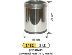  ÇÖP KOVASI İÇ KOVALI ÇEMBERLİ PASLANMAZ 3LT 1432