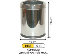 ÇÖP KOVASI İÇ KOVALI ÇEMBERLİ PASLANMAZ 5LT 1433