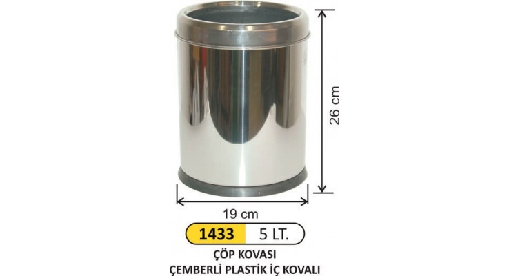 ÇÖP KOVASI İÇ KOVALI ÇEMBERLİ PASLANMAZ 5LT 1433