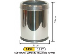  ÇÖP KOVASI İÇ KOVALI ÇEMBERLİ PASLANMAZ 12LT 1434