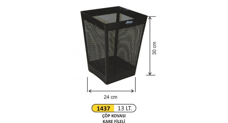 OFİS ÇÖP KOVASI KARE FİLELİ BOYALI 1437