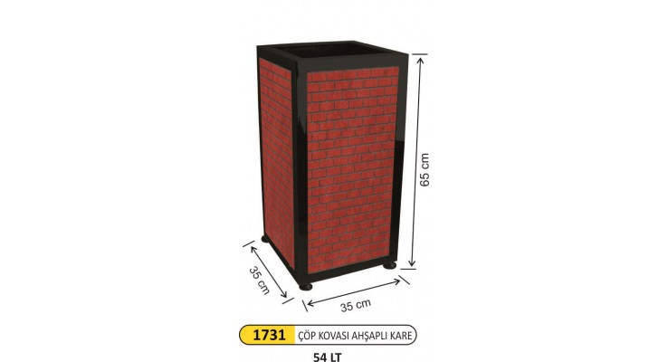  BAHÇE ÇÖP KOVASI KARE AHŞAPLI DEKORLU METAL İÇ KOVALI 1731