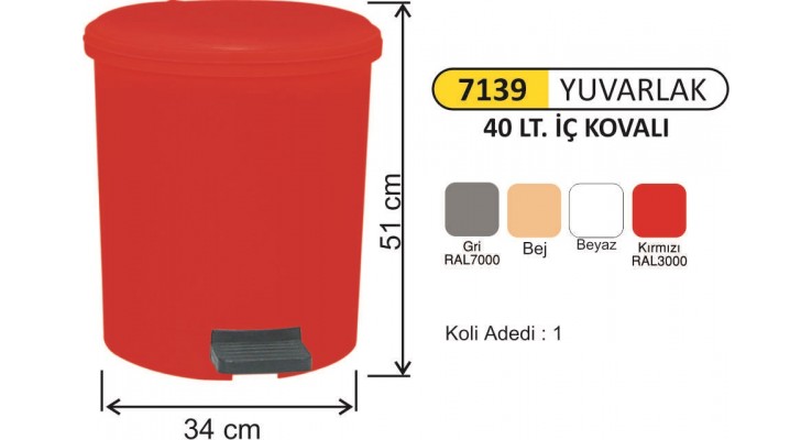  PEDALLI ÇÖP KOVASI YUVARLAK 4 NO 40 LT 7139