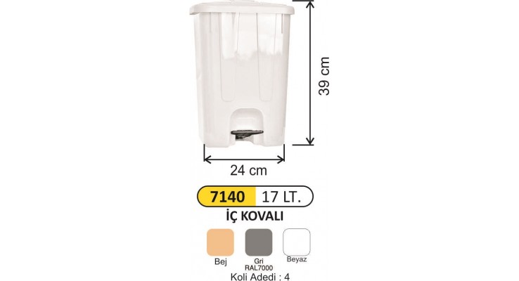  PEDALLI ÇÖP KOVASI KÖŞE 1 NO 17 LT İÇ KOVALI 7140