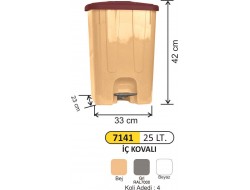  PEDALLI ÇÖP KOVASI KÖŞE 2 NO 25 LT İÇ KOVALI 7141 Fiyatı