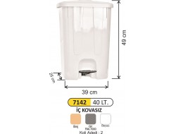 PEDALLI ÇÖP KOVASI KÖŞE 3 NO 40 LT İÇ KOVALI 7142