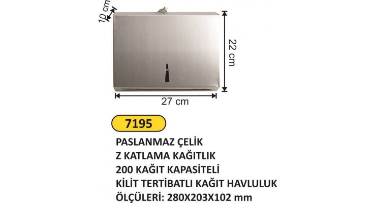 DİSPENSER Z KATLAMA HAVLU APARATI 200 LÜ 7195