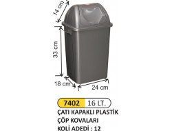  ÇATI KAPAKLI ÇÖP KOVASI PLASTİK 16 LT 7402