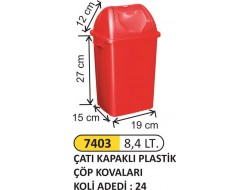  ÇATI KAPAKLI ÇÖP KOVASI PLASTİK 8.4 LT 7403