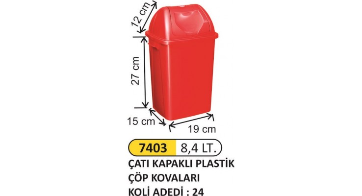  ÇATI KAPAKLI ÇÖP KOVASI PLASTİK 8.4 LT 7403