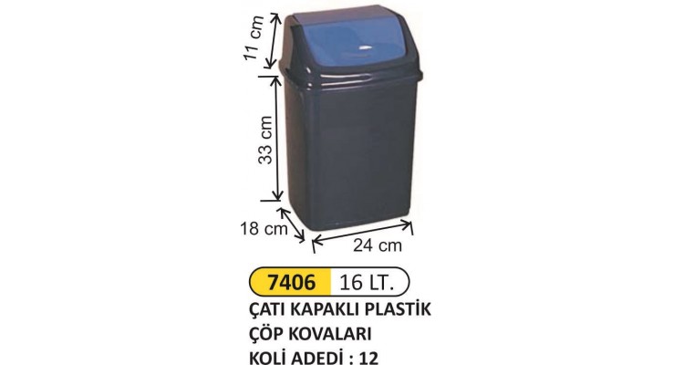  ÇÖP KOVASI PLASTİK 16 LT 7406