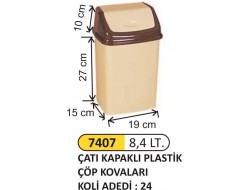  İTME KAPAKLI ÇÖP KOVASI PLASTİK 8.4 LT 7407